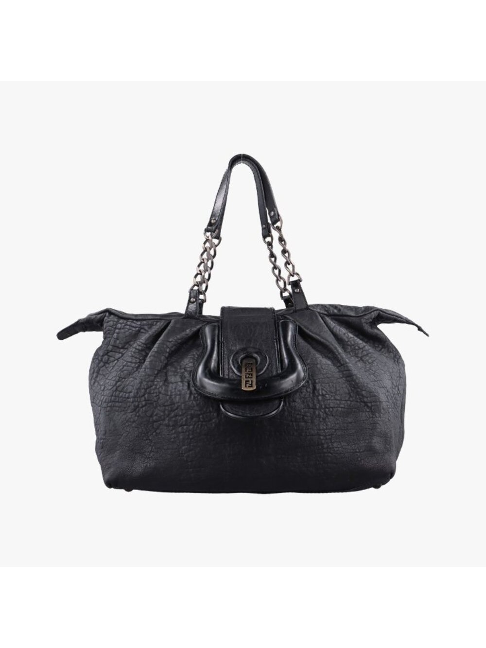 Fendi Bolsa B Black Leather
